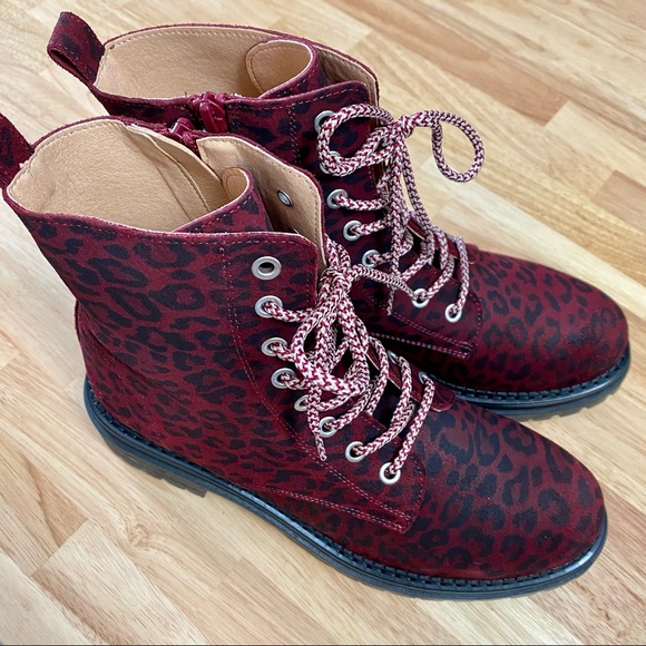 ANTHRO MAEVE 🔥 From Anthropologie - Harvest Hiker Boot in Wine Cheetah - Size 9 - Picture 3 of 6